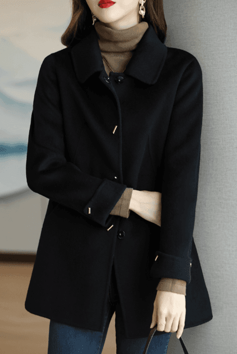 骨格ストレートミドル丈ステンカラーコート