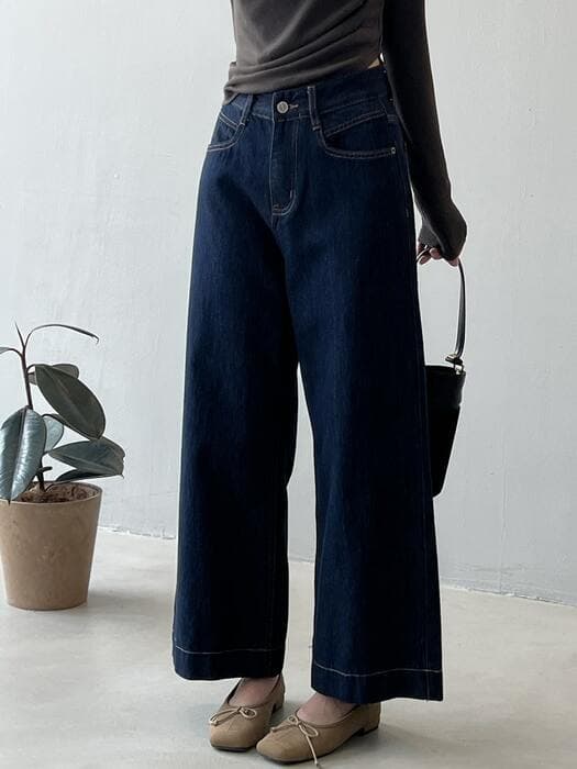 骨格ストレートワイドデニムパンツ