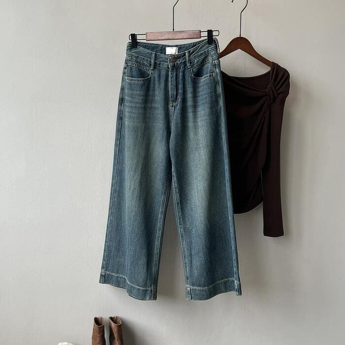 骨格ストレートワイドデニムパンツ