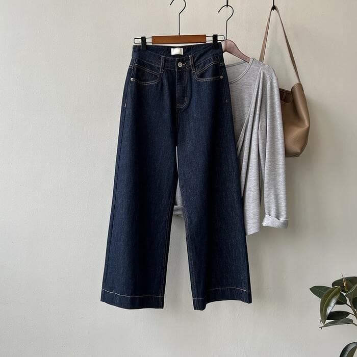 骨格ストレートワイドデニムパンツ