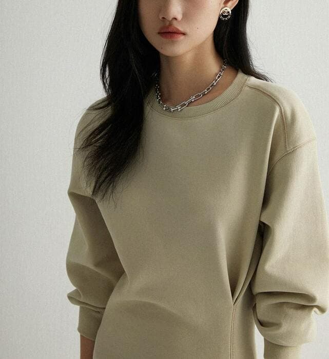 骨格ストレートサイドギャザーロングワンピース