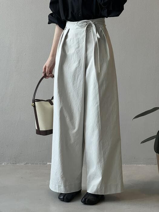 骨格ストレートサイドリボンワイドパンツ