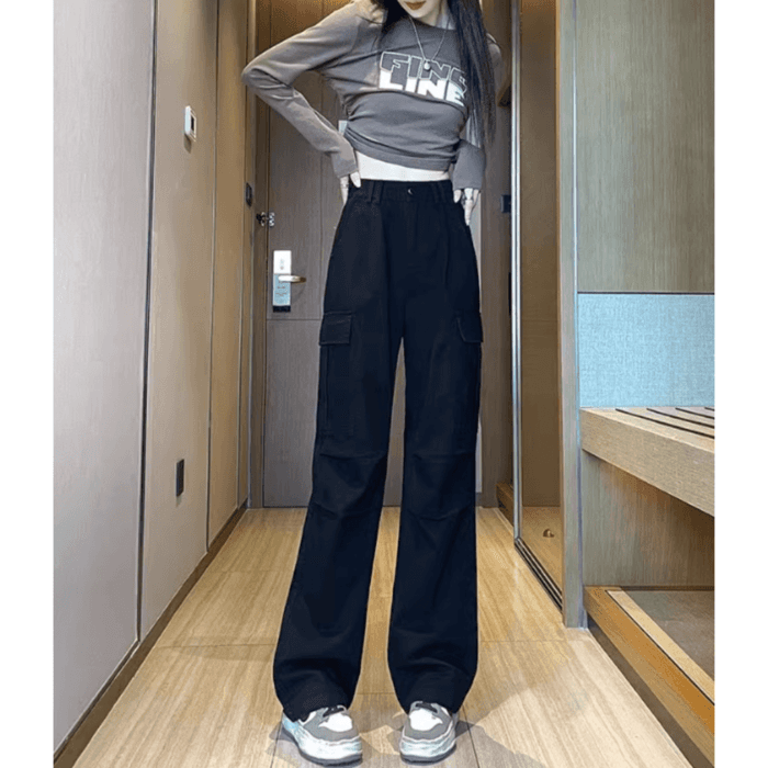 骨格ストレートカラーカーゴパンツ