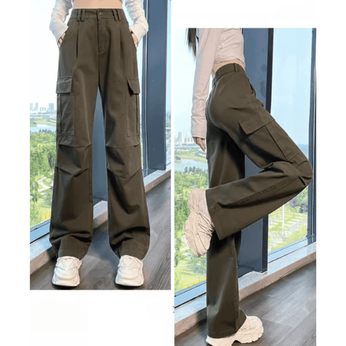 骨格ストレートカラーカーゴパンツ