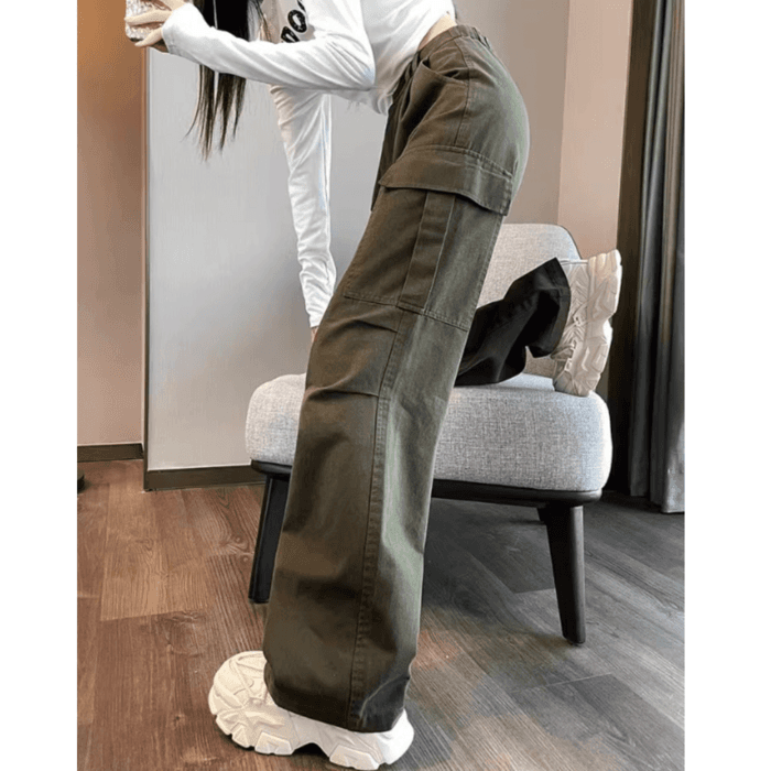 骨格ストレートカラーカーゴパンツ