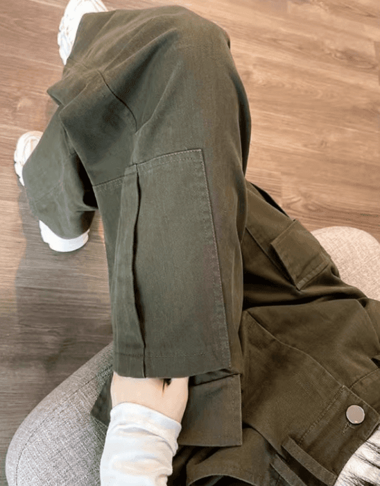 骨格ストレートカラーカーゴパンツ