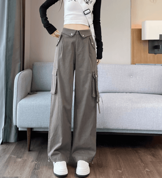 骨格ストレートカジュアルカーゴパンツ