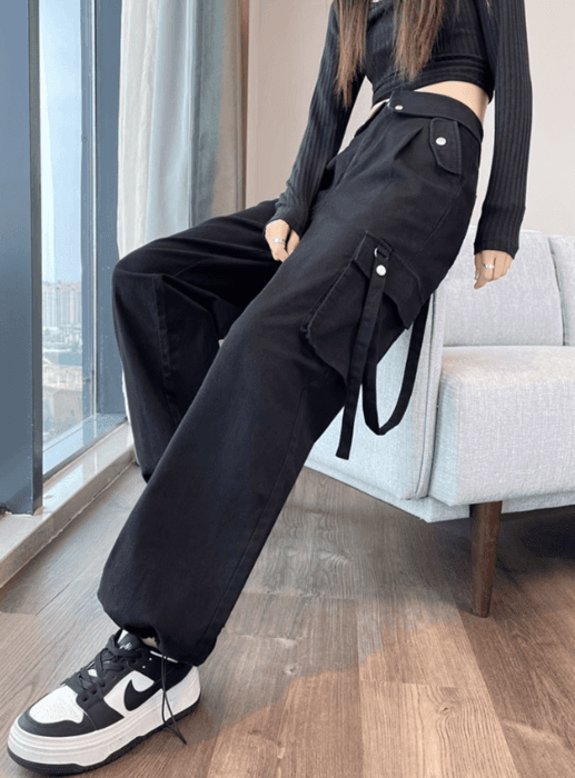 骨格ストレートカジュアルカーゴパンツ