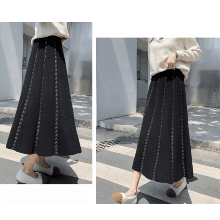 骨格ストレートニットフレアスカート