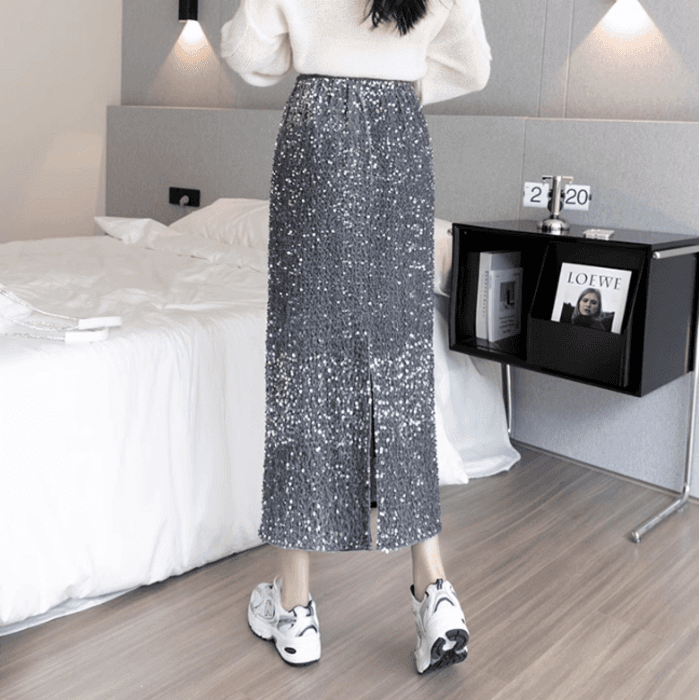 骨格ストレートスパンコールIラインスカート