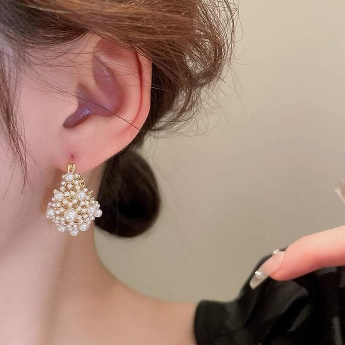 骨格ストレートパールブーケピアス