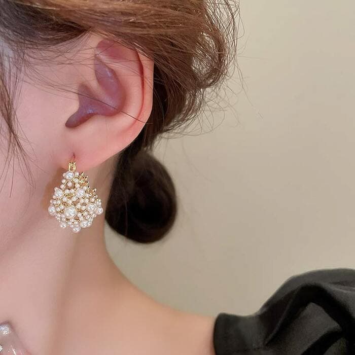 骨格ストレートパールブーケピアス