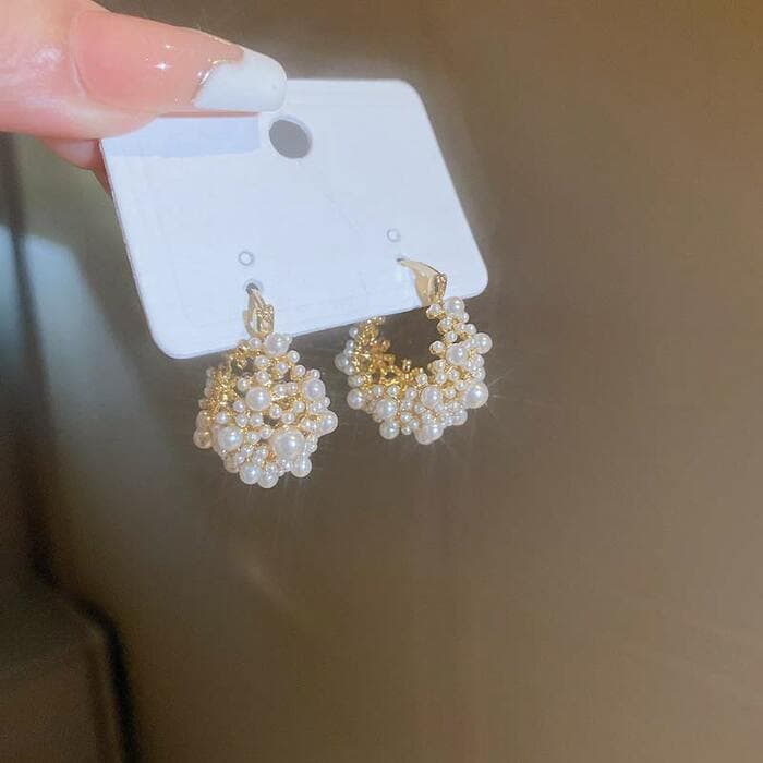 骨格ストレートパールブーケピアス