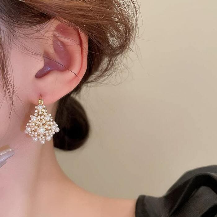 骨格ストレートパールブーケピアス