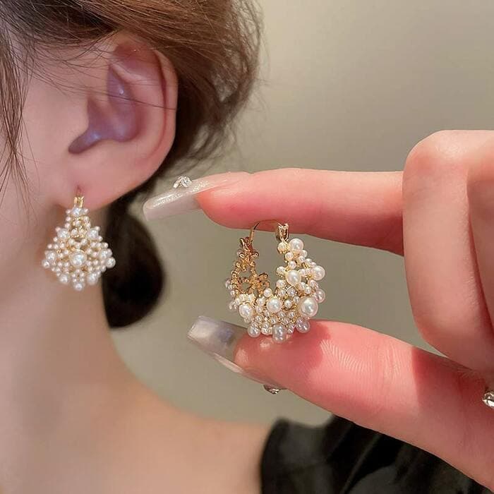 骨格ストレートパールブーケピアス