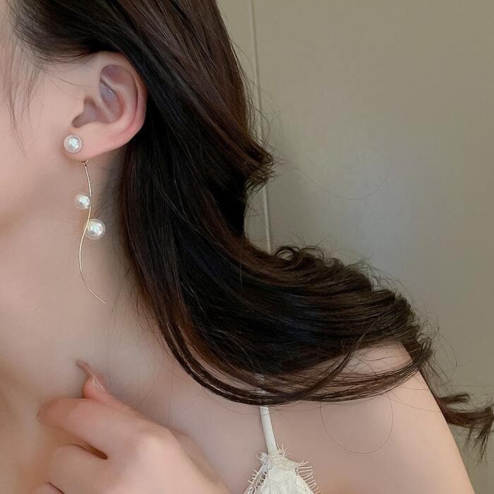 骨格ストレートカーブパールピアス