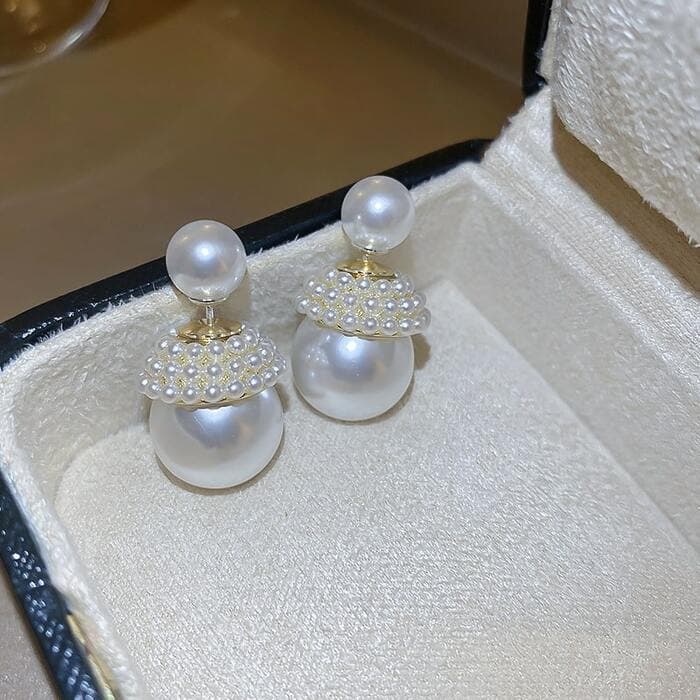骨格ストレートダブルパールピアス