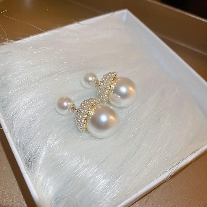 骨格ストレートダブルパールピアス
