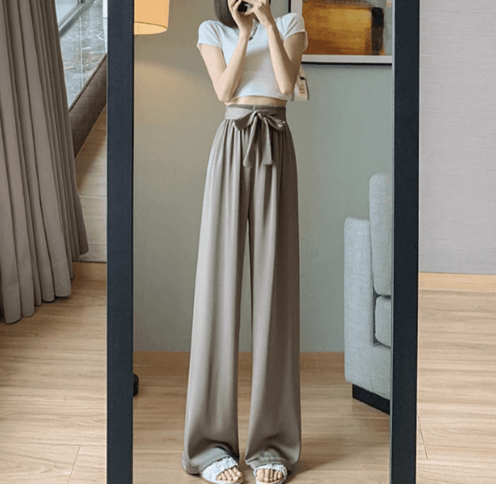 骨格ストレートウエストリボンワイドパンツ