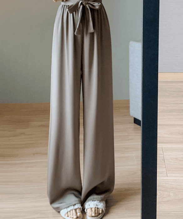 骨格ストレートウエストリボンワイドパンツ