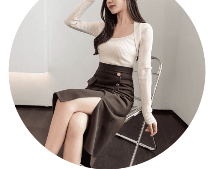 骨格ストレート骨格ストレートサイドスリットIラインスカート