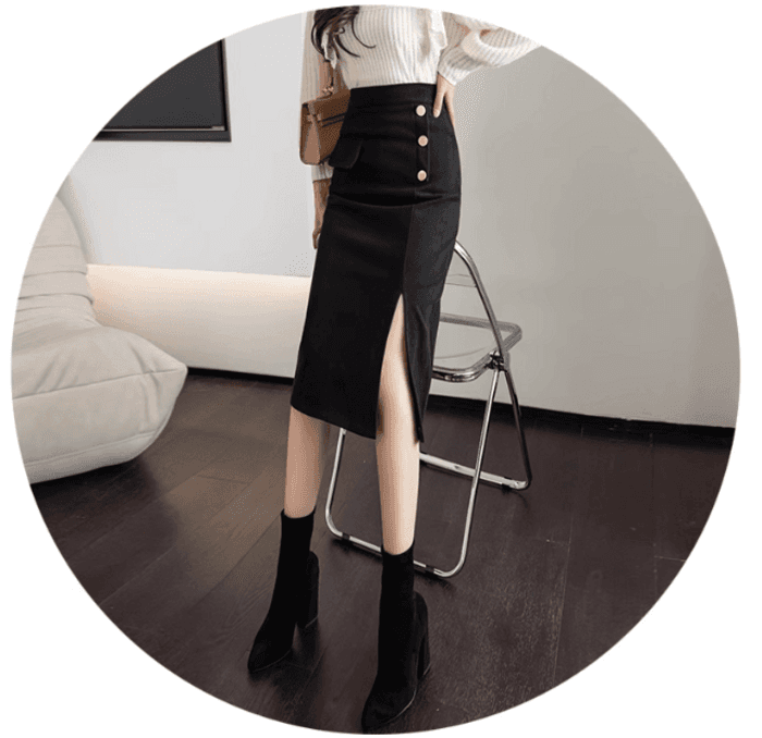 骨格ストレート骨格ストレートサイドスリットIラインスカート