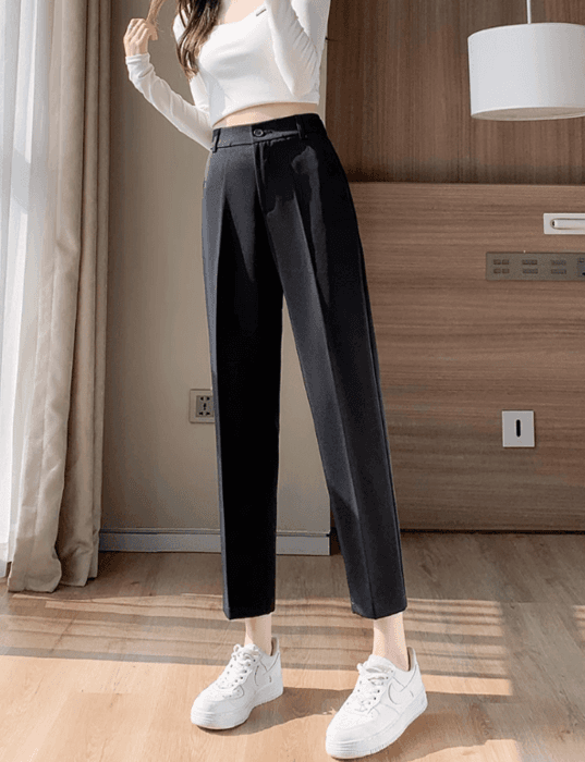 骨格ストレートクロップ丈シガレットパンツ