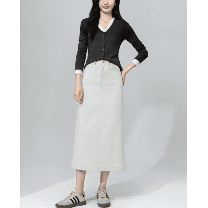 骨格ストレートデニムIラインスカート