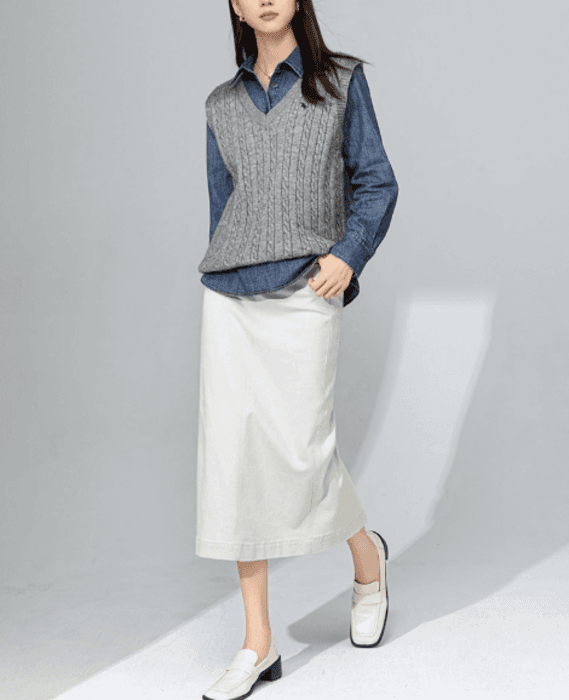 骨格ストレートデニムIラインスカート