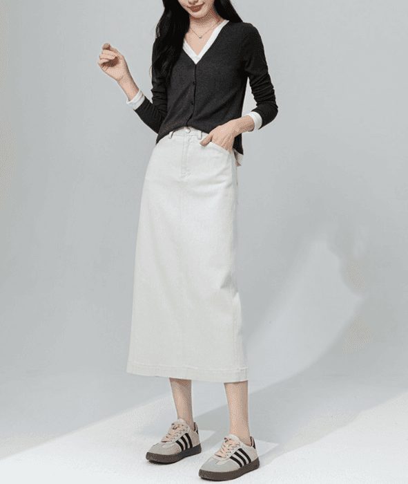 骨格ストレートデニムIラインスカート