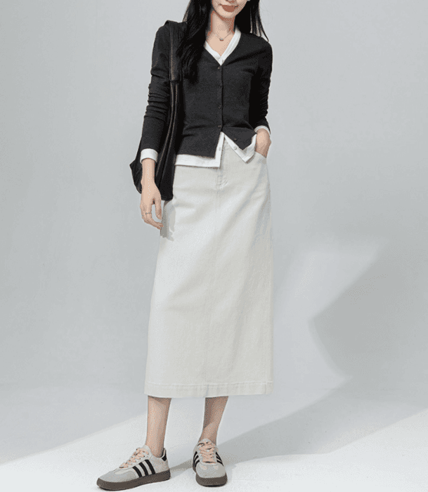 骨格ストレートデニムIラインスカート