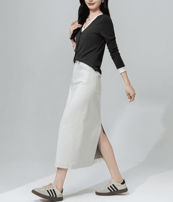 骨格ストレートデニムIラインスカート