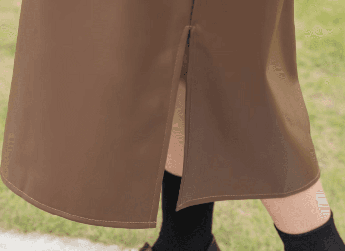 骨格ストレートレザースリット入りキャミワンピース