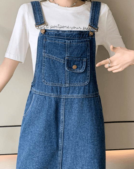 骨格ストレートデニムジャンパースカート