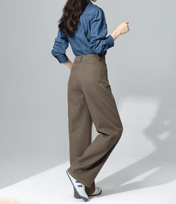 骨格ストレートバックデザインルーズワイドパンツ