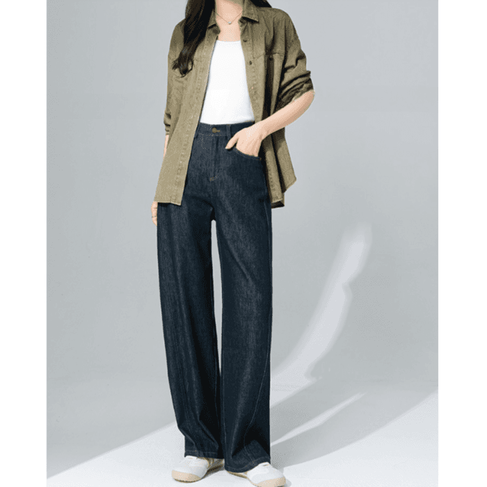 骨格ストレートバックデザインルーズワイドパンツ