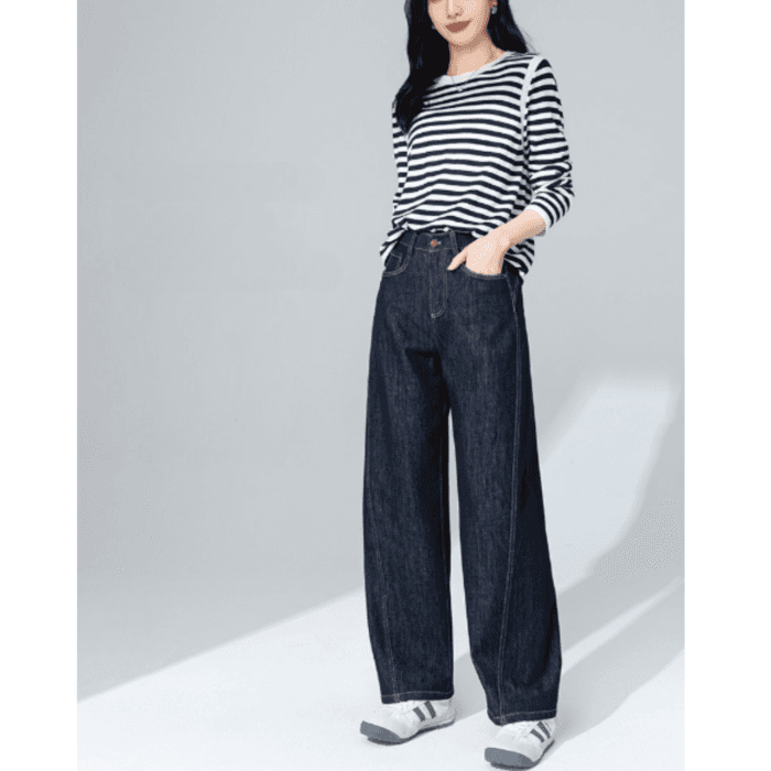 骨格ストレートバックデザインルーズワイドパンツ
