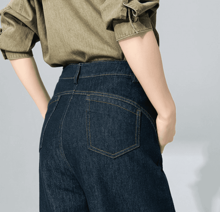 骨格ストレートバックデザインルーズワイドパンツ