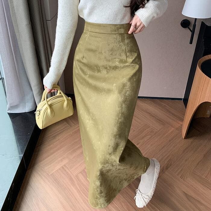 骨格ストレートIラインロングスカート