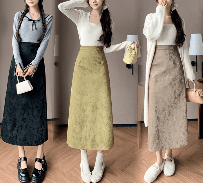 骨格ストレートIラインロングスカート
