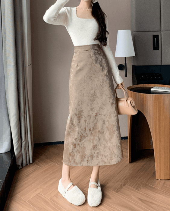 骨格ストレートIラインロングスカート