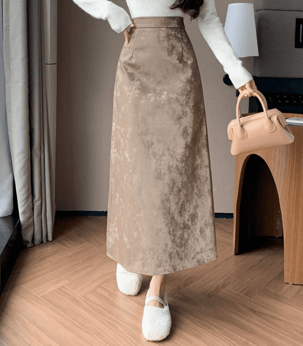 骨格ストレートIラインロングスカート