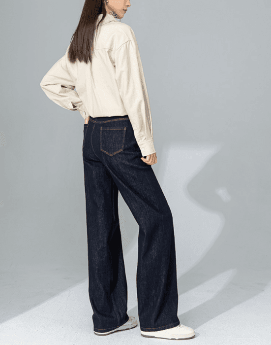 骨格ストレートルーズワイドデニムパンツ