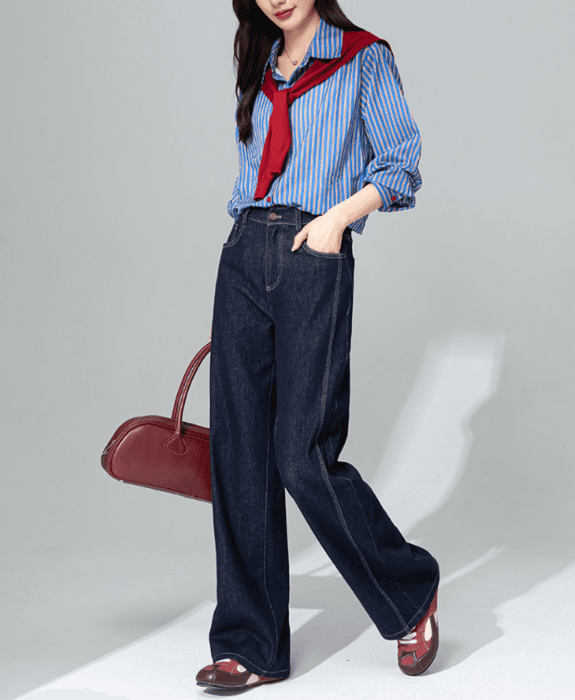 骨格ストレートサイドデザインワイドパンツ