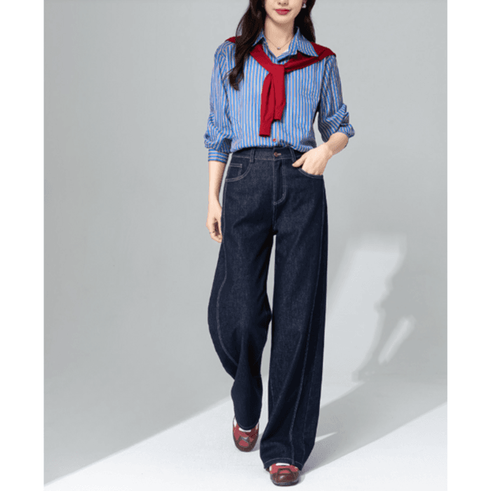 骨格ストレートサイドデザインワイドパンツ