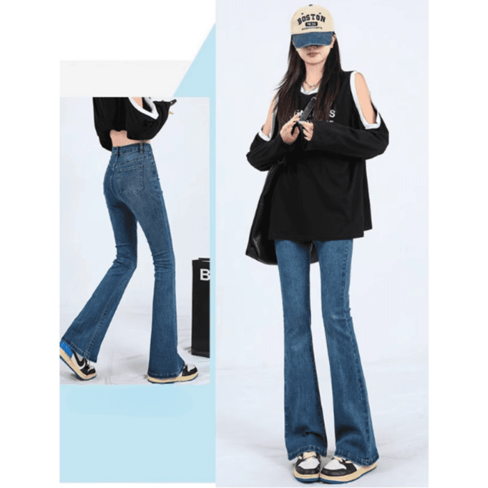 骨格ストレートフレアデニムパンツ