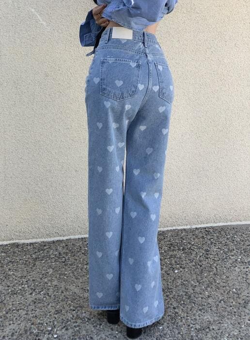 骨格ストレートハートモチーフデニムパンツ