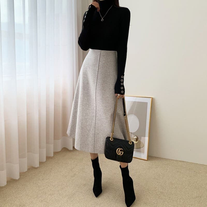 骨格ストレートAラインスカート