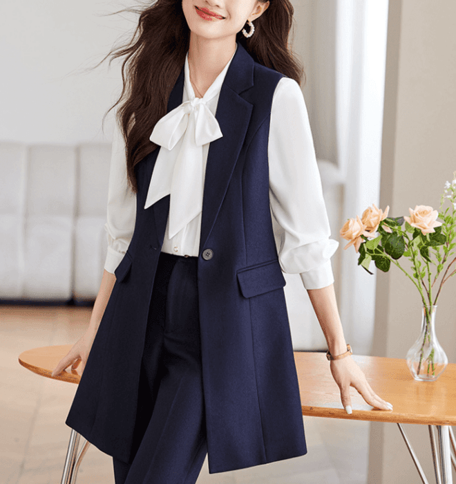 骨格ストレートロングジレ+スーツパンツセットアップ