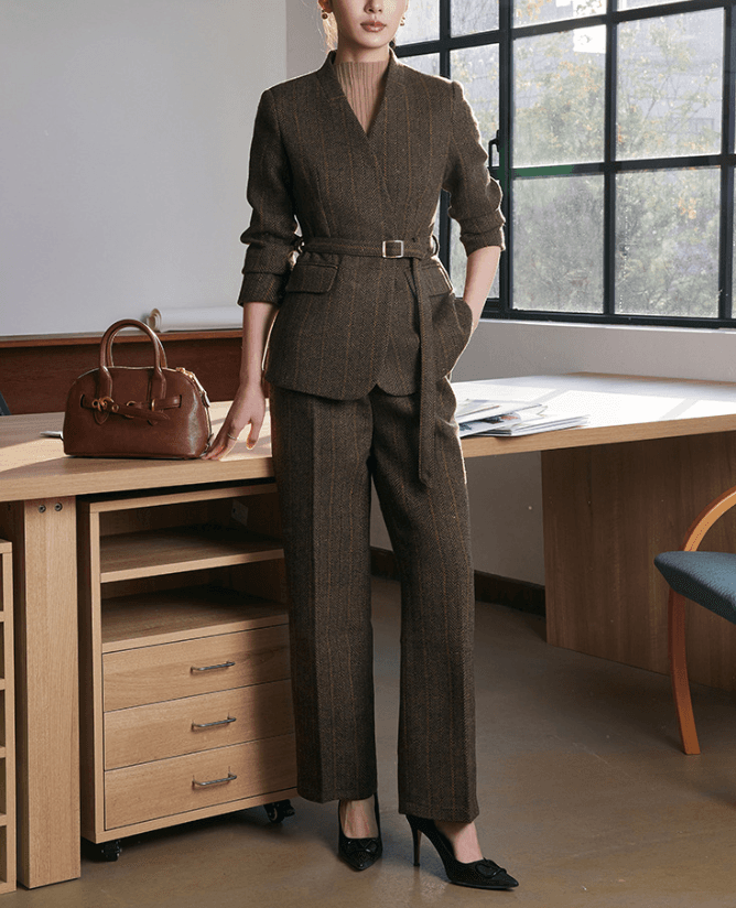 骨格ストレートブリティッシュパンツスーツ